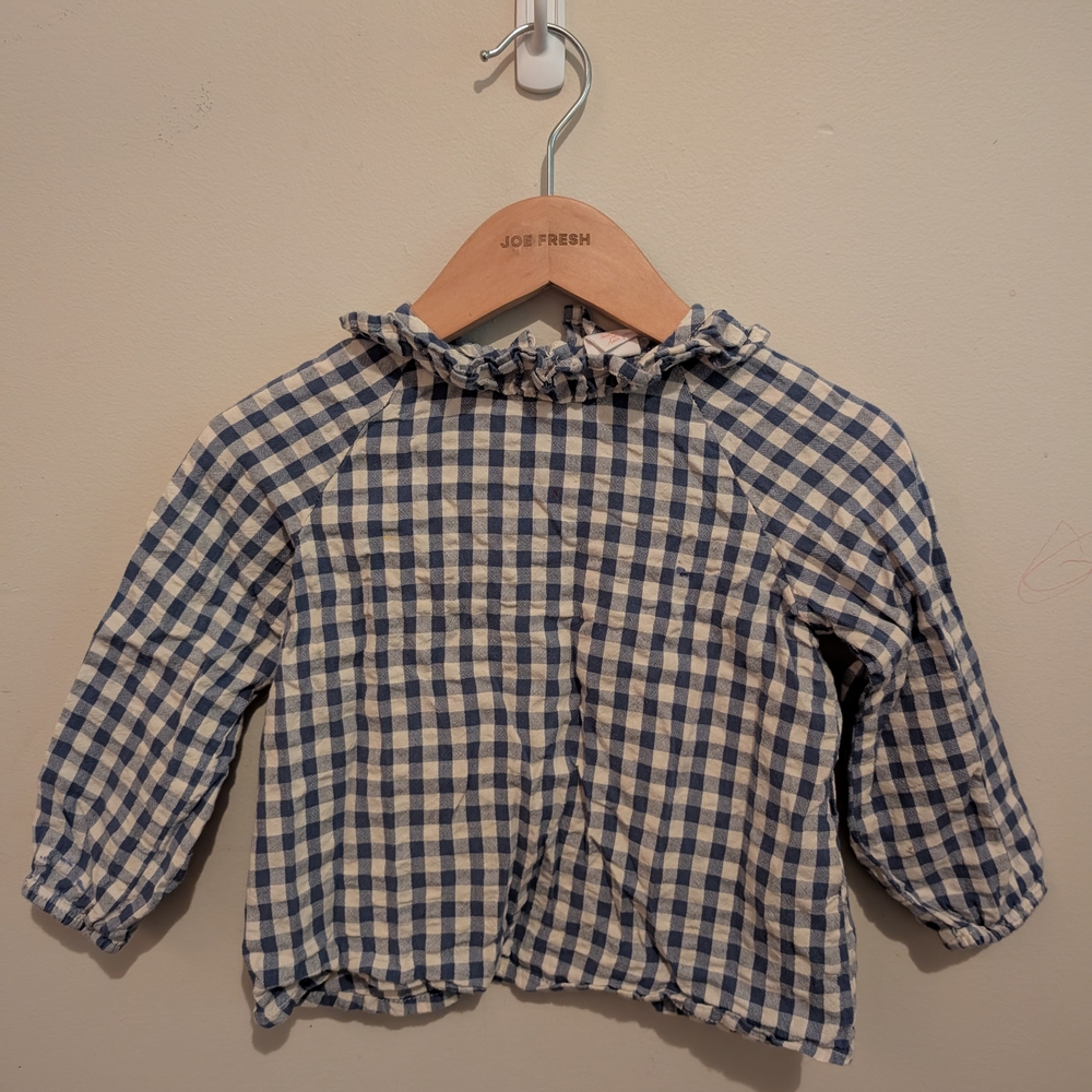 Navy and White Gingham Kids Blouse